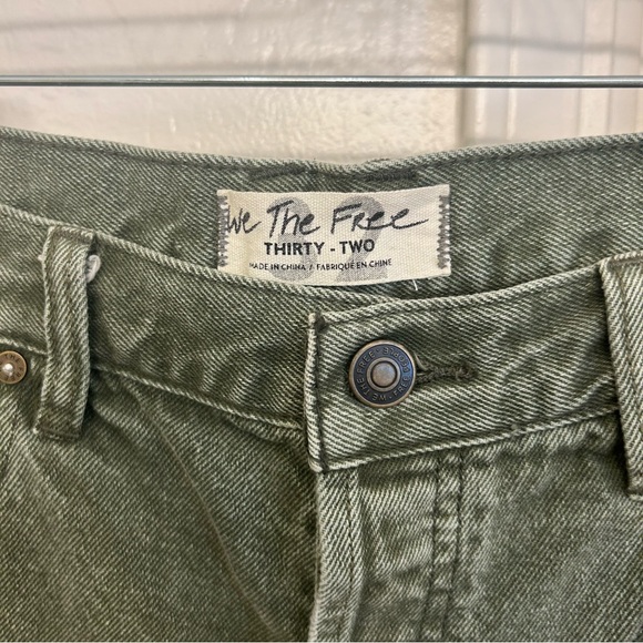 We The Free Free People Sequoia Cutoff Olive Denim Shorts Size 32 - Picture 2 of 5